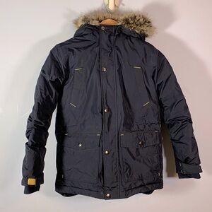 Lands end boys winter parka coat navy blue down filled size M 10-12 expedition